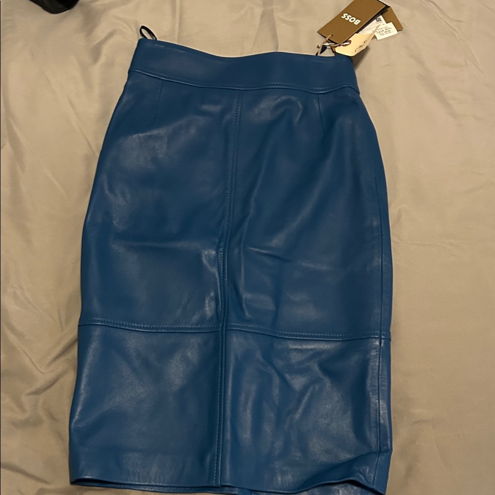 BOSS Blue Leather Skirt